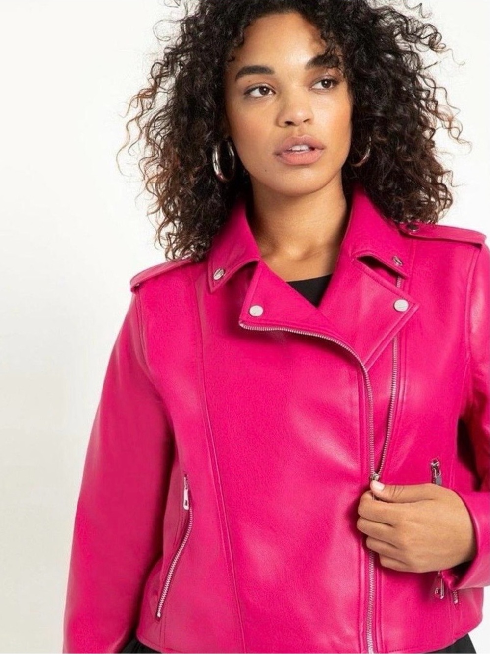 Torrid Fuchsia Pink Vegan Leather Moto Biker Jacket Women 10 Torrid 00